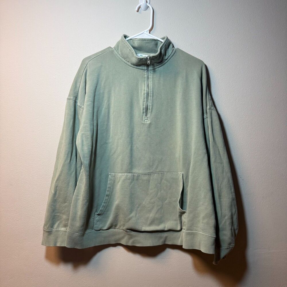 dip Women's 2X Sage Green Quarter Zip Sweatshirt Oversized Fleece Pullover